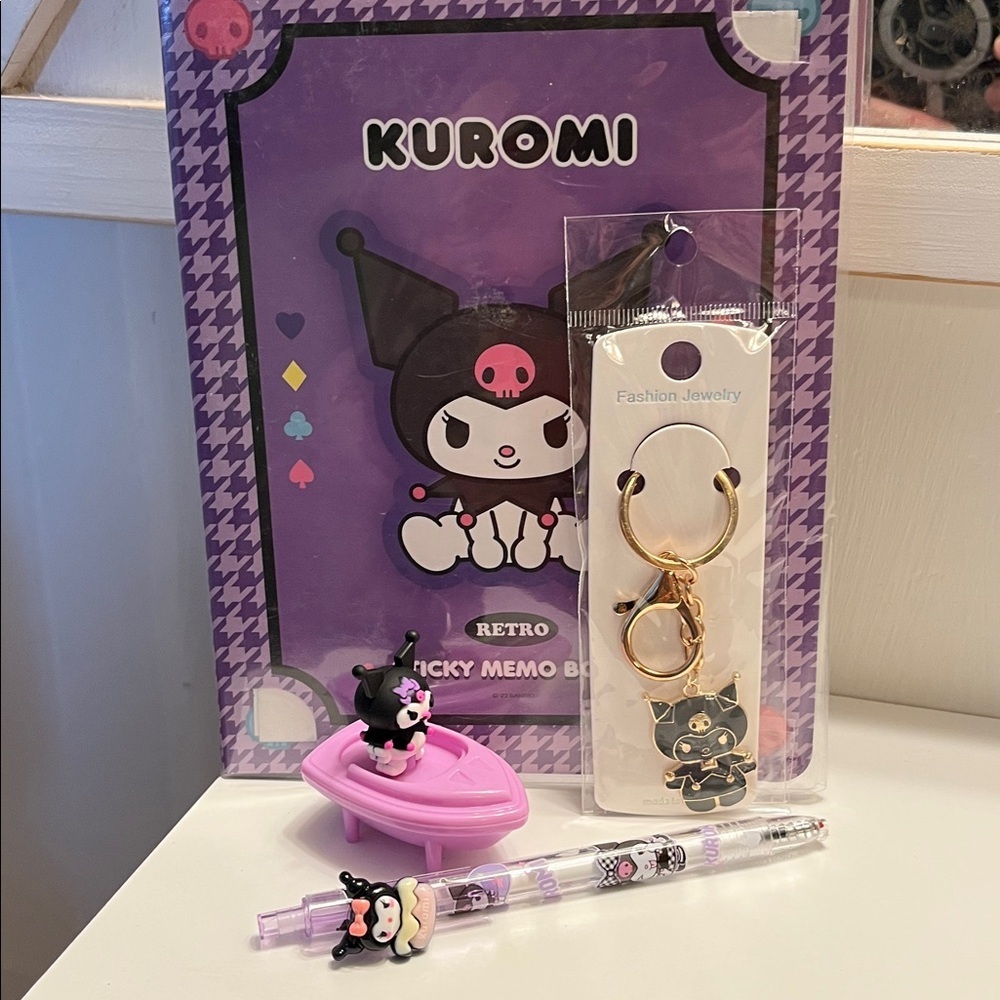 Kuromi Keychain and Stationery Set
